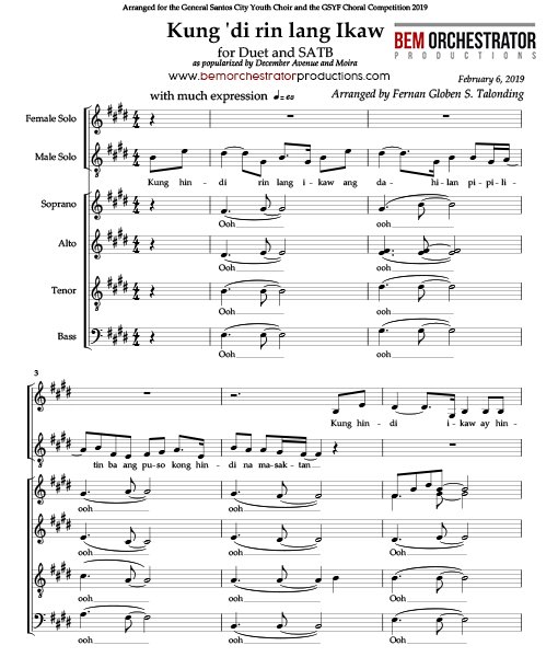 Kung Di Rin Lang Ikaw Choir Awesome Acappella 4 Parts | GenSan Artists